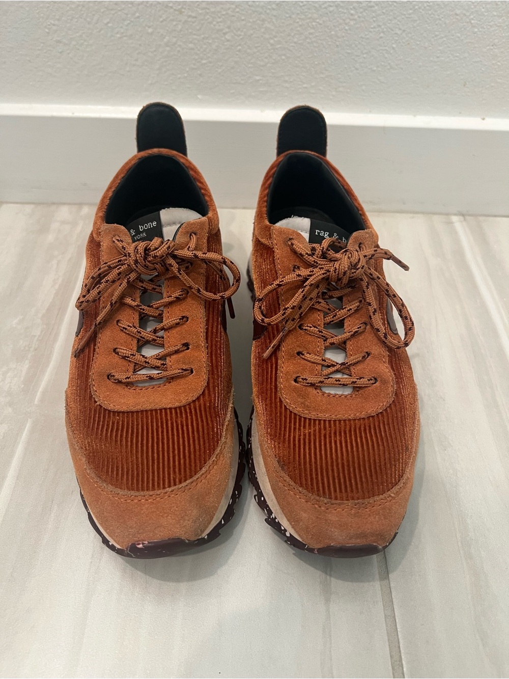 rag & bone Women's Brown Corduroy Lace-Up Sneakers - Picture 2 of 8